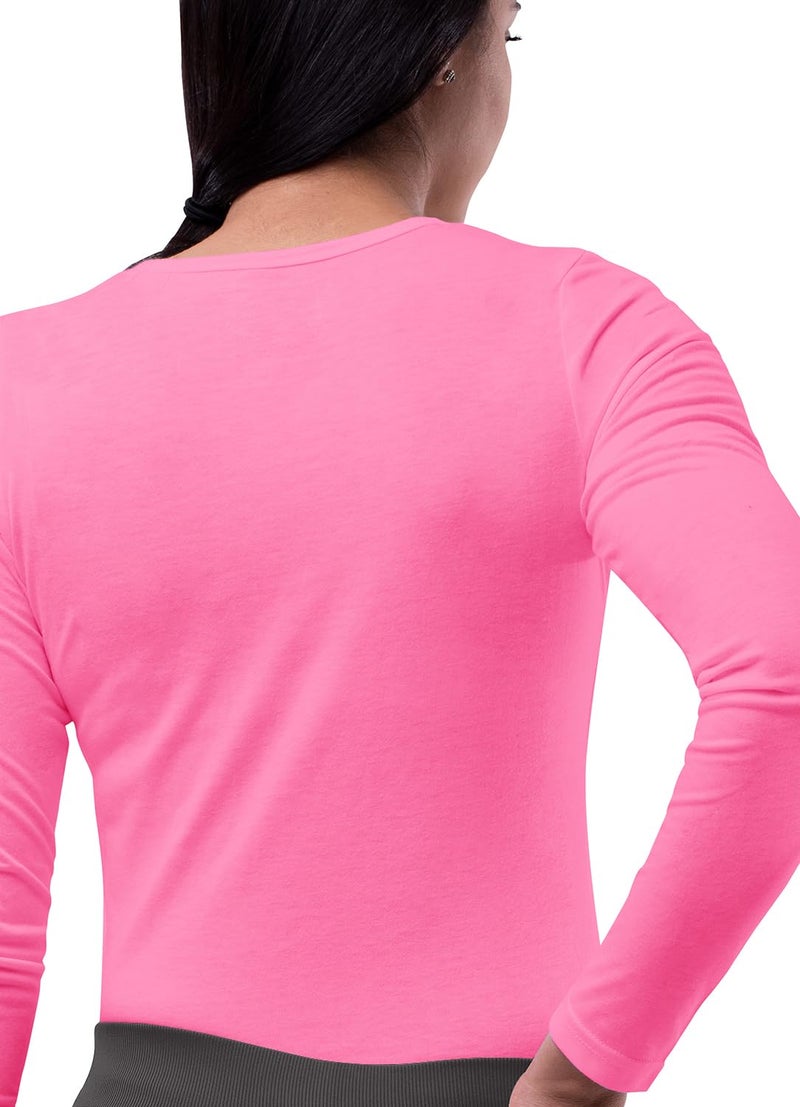 Sivvan Scrubs for Women - Long Sleeve Comfort Underscrub Tee - S8500 - Neon Pink - S - Image 2